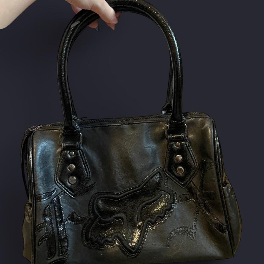 FOX RACING Vintage 2000's black leather purse/ shoulder bag.